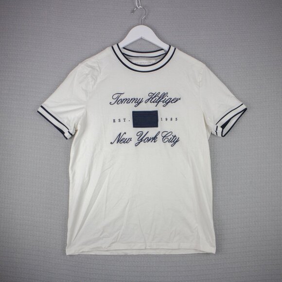 Tommy Hilfiger Embroidered Navy / White Logo Tee - Picture 1 of 7